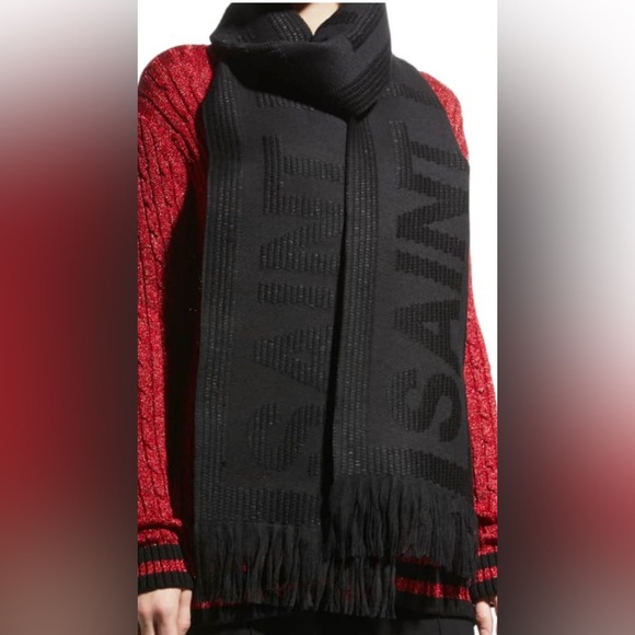 SAINT LAURENT
Logo Sequin Wool-Silk Scarf - Picture 3 of 10